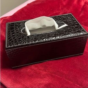 Black croc Tissue box holder cover